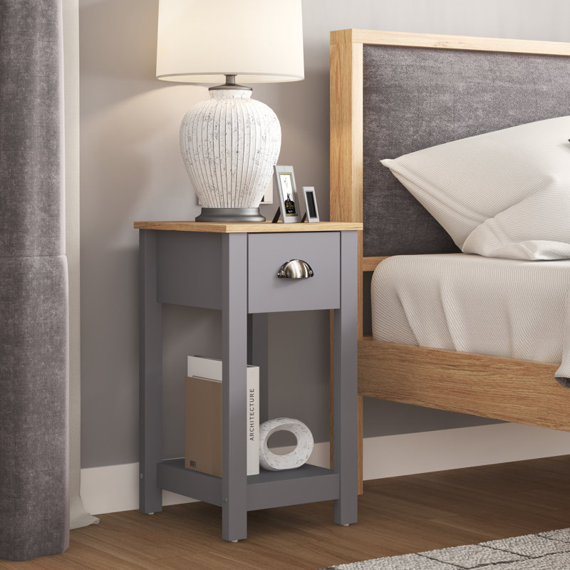 Aabas Bedside Table, Grey