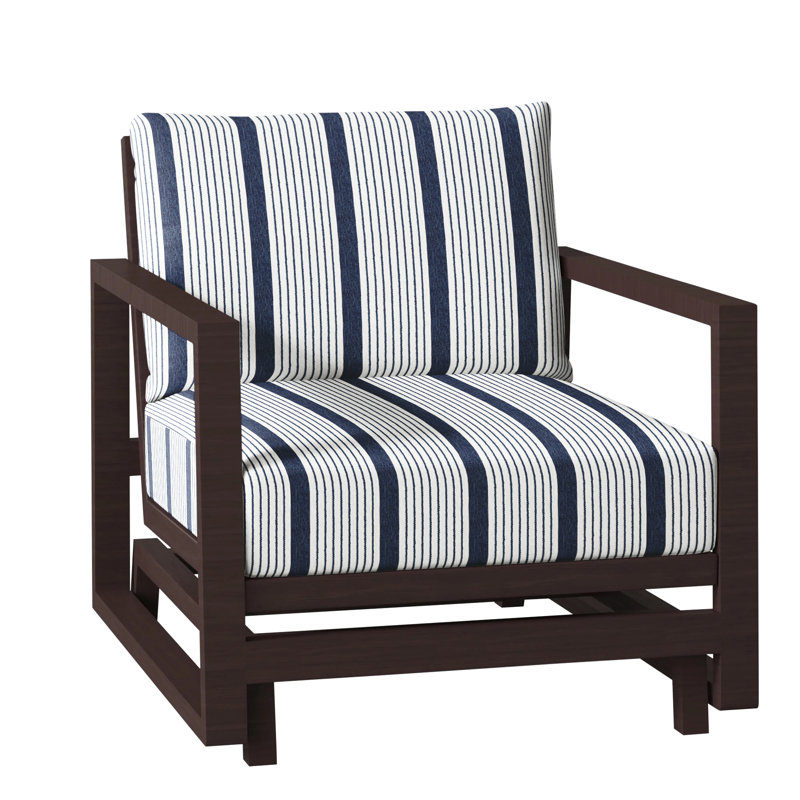 Avondale Patio Lounge Chair with Cushions, Cabana Stripe Midnight, Avondale Aluminum #60 Oak, No Welt