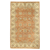 Hand Knotted Wool Area Rug in Rust And Cream