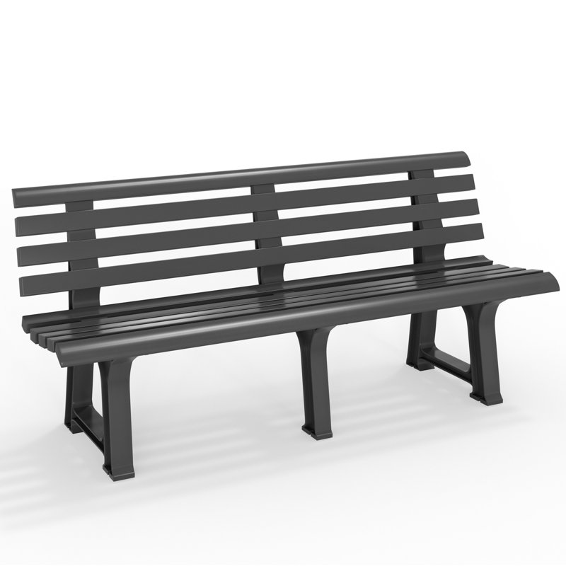 Clero Plastic Outdoor Bench, Black