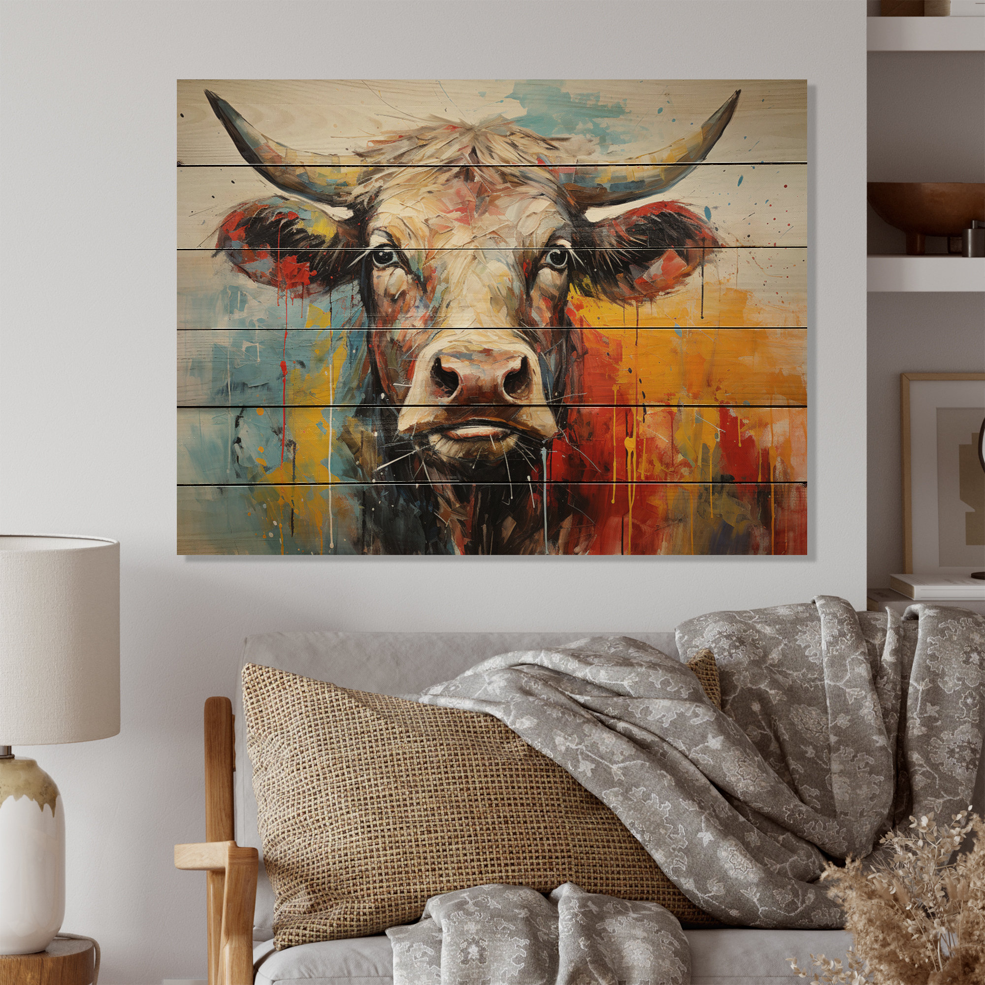 Millwood Pines Breeyana Cow Majestic Bovine Collage II On Wood Print |  Wayfair