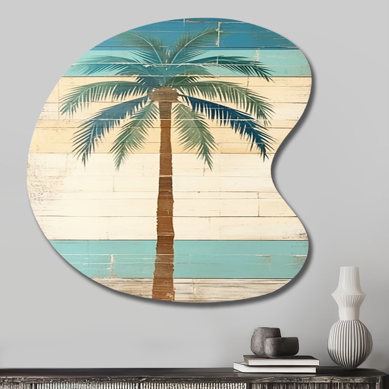«Tropical Palm Tree In Faded Retro I», art mural asymétrique en forme de prairie, H 27 po x l 27 po