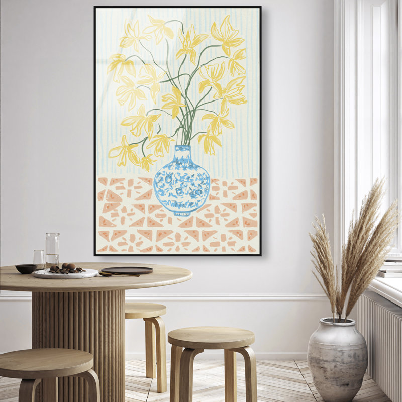 Yellow Iris Summer Print by Oliver Gal, 16"H x 11"W, Black Floater Frame