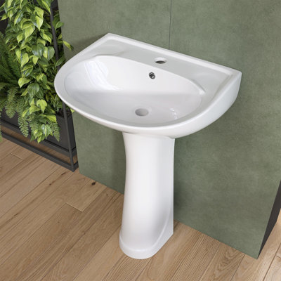 Ogonbrick 16.75'' Ceramic U-Shaped Bathroom Sink with Overflow