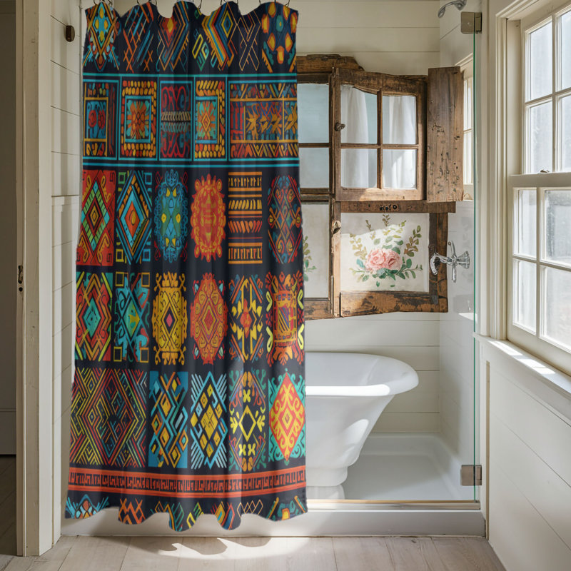 Native Textures - Rideau de douche Premium, H 74 po x l 71 po
