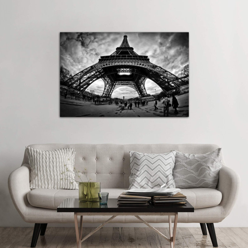 Eiffel Apocalypse B And W by Sebastien Lory - No Frame Print on Canvas, 20.32 cm H x 30.48 cm W