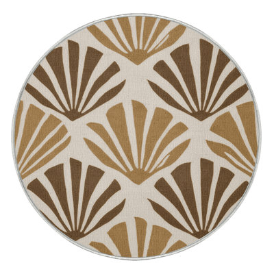 Washable Modernist Shell Study Coastal Area Rug