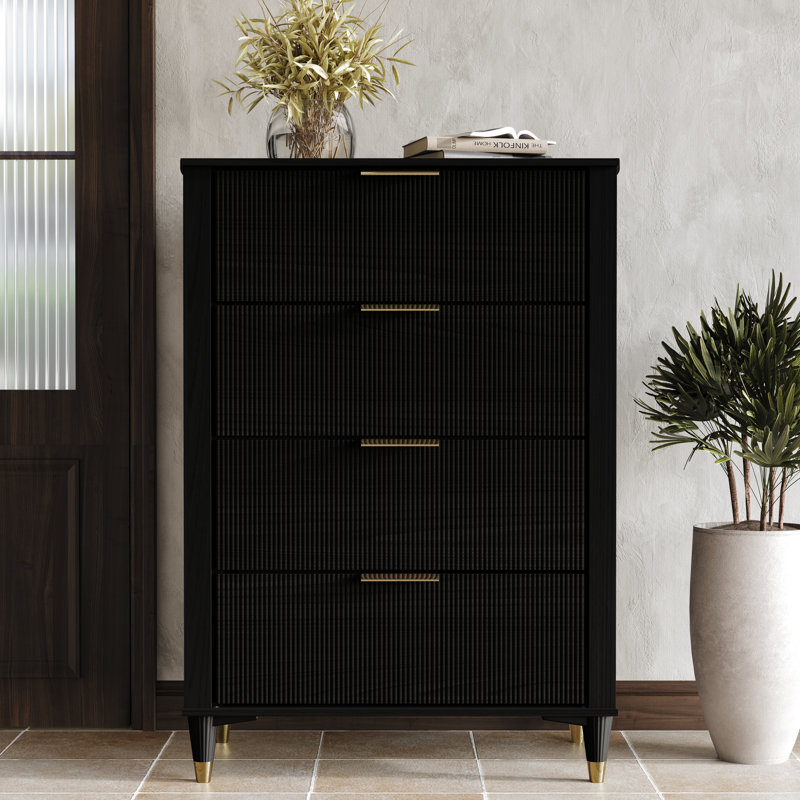 4 DRAWERS CHEST IN BLACK, Black