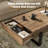46" W x 24" D Rustic Oak Rectangular Coffee Table with Sled Steel Legs, 2 Storage Drawers & Wood Finish – Modern Industrial & Rustic Farmhouse Living Room Centerpiece