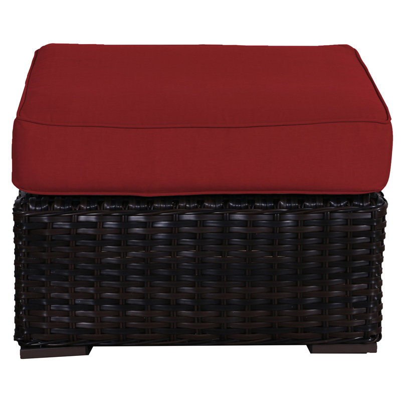 Repose-pieds d'extérieur avec coussin Sireci, Rouge