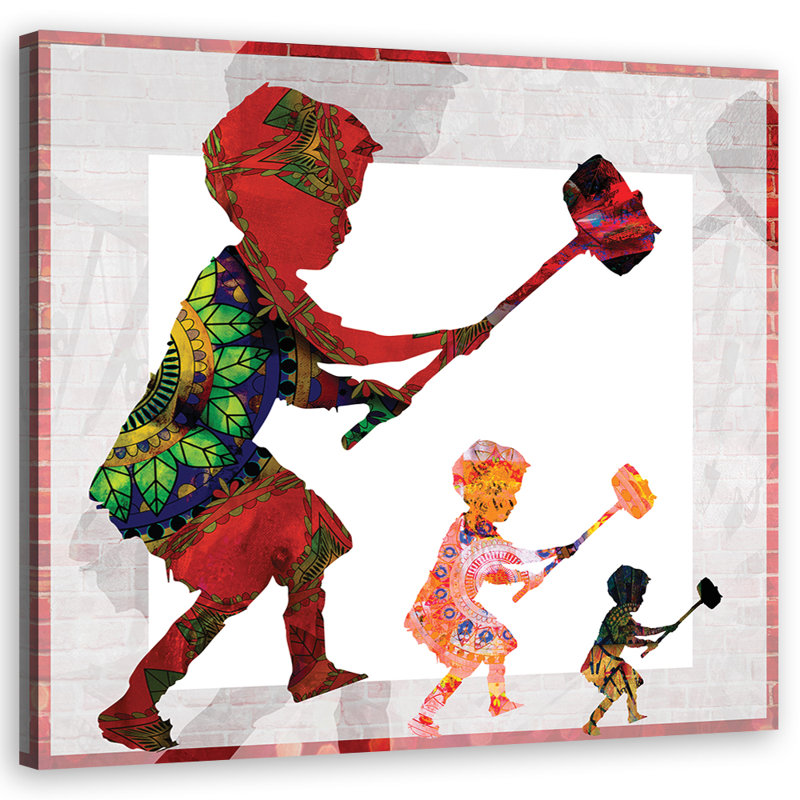 Banksy Boy With A Hammer - No Frame Print on Canvas, 30cm H x 30cm W