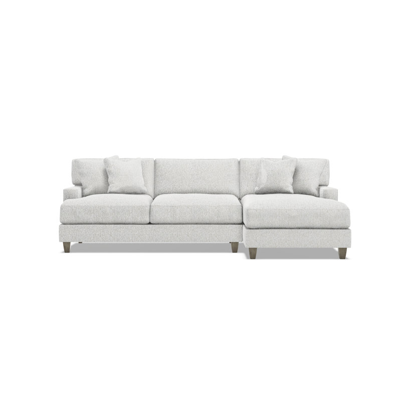 Mila Chaise Sectional, White Polyester, 33.5" H x 101" W x 61" D, Right Hand Facing
