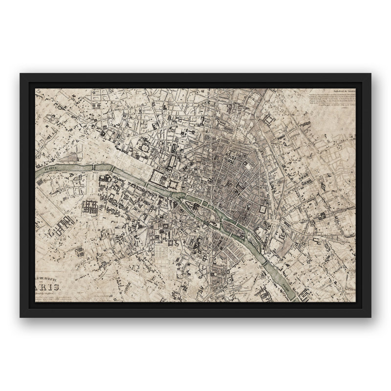 Carte de Paris rétro, H 13,75 po x l 19,75 po