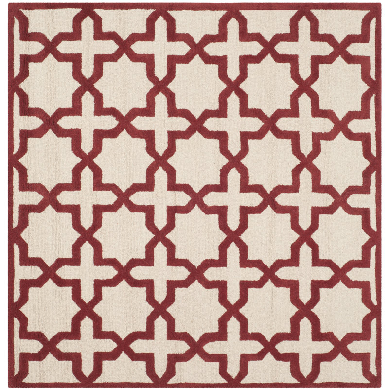 Cannen Hand Tufted Wool Geometric Rug, Square 6'