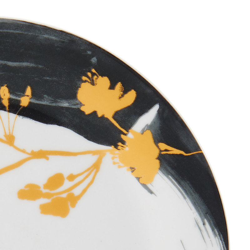Eastern-Inspired White Porcelain Floral Dinnerware Set for 8