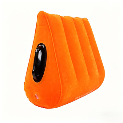 Coussin gonflable triangulaire de soutien du corps avec poignée à surface floquée portative et ergonomique