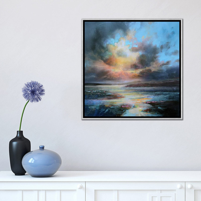 Ouverture par Scott Naismith - reproduction d'art, Pas de tapis, H 18 po x l 18 po x 1,5 po, Toile avec cadre argenté