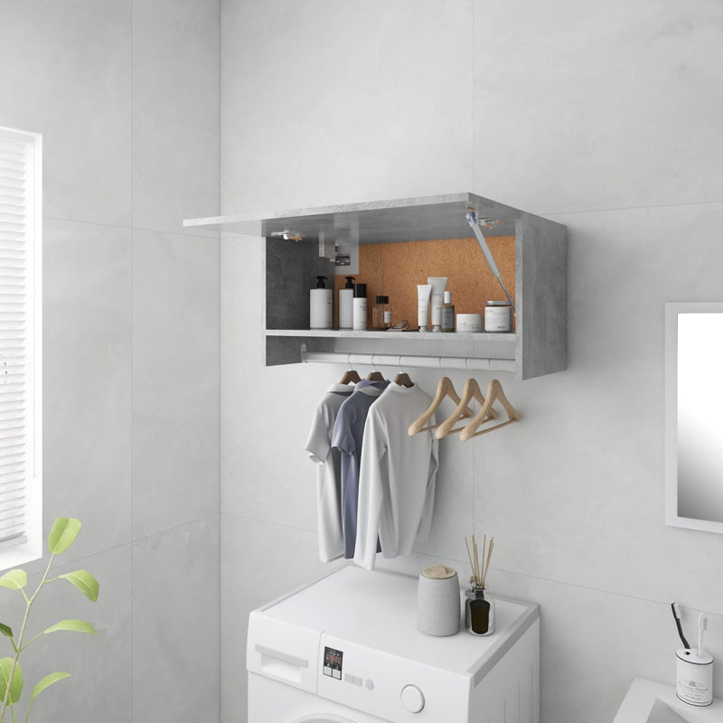 Ayanle 1 Door Wardrobe, 35cm H x 70cm W x 32.5cm D, Concrete Grey