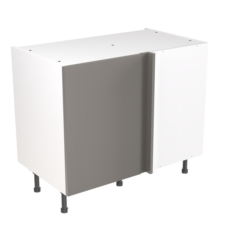 Kitchen Kit Flatpack Slab Gloss Base Unit Blind Corner, 87cm H x 100cm W x 57cm D, Dust Grey