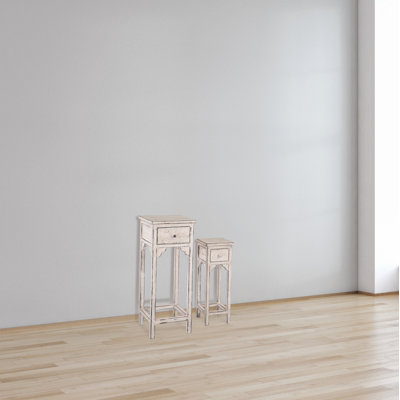 Rader Solid Wood Top 2 - Drawer Nesting Tables End Table with Storage