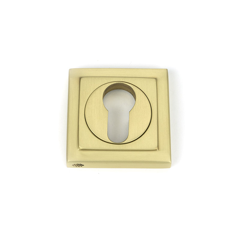 Concealed Satin Brass Round Euro (Square) Escutcheon