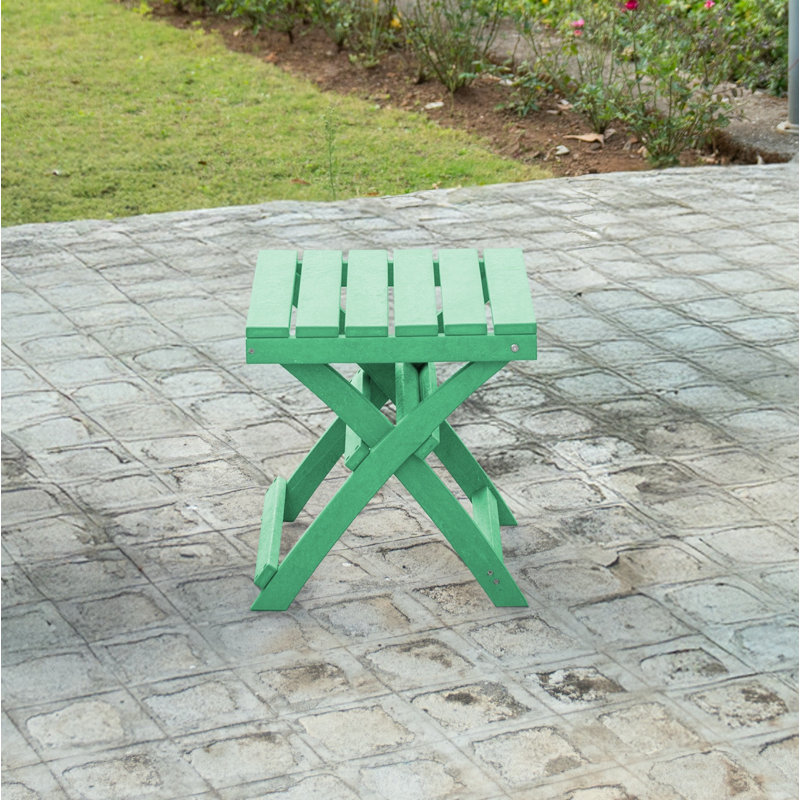 Seaview Fully Assembled All-Weather Recycled HDPE Outdoor Folding Side Table, Green