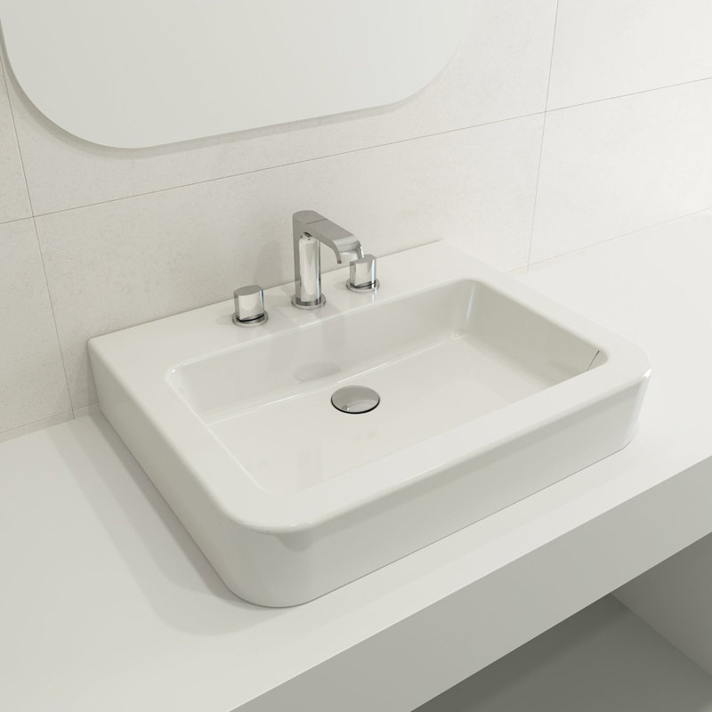 Parma 25.59'' L Bathroom Sink, White, Single-Hole