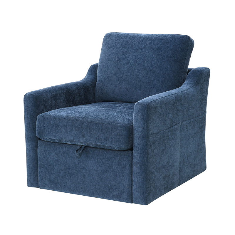 Fauteuil pivotant avec tissu chenille doux, Marine
