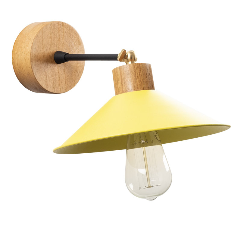 Modern Wall Lamp, Iron Body with Hornbeam Base, 9.4 in Diameter x 7.9 in Height | E27 Socket, Max 40W | Stylish & Functional Lighting for Home Decor | IP20 Rated, Perfect for Living Room, Bedroom, or Office Spaces