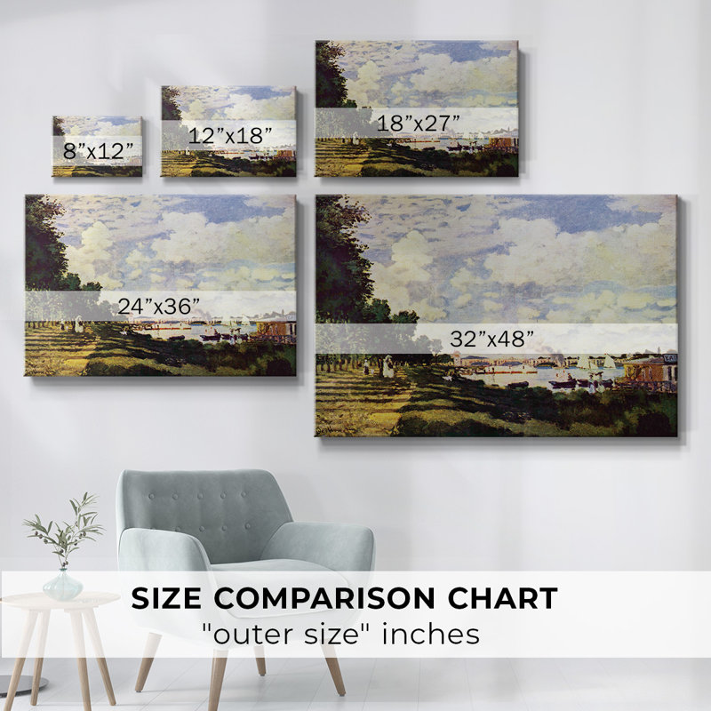 «Sailing at Argenteuil» par Monet-Gallery, toile tendue, H 12 po x l 18 po