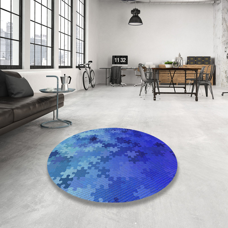 Tapis mauve à métier motorisée, Rond 7 pi