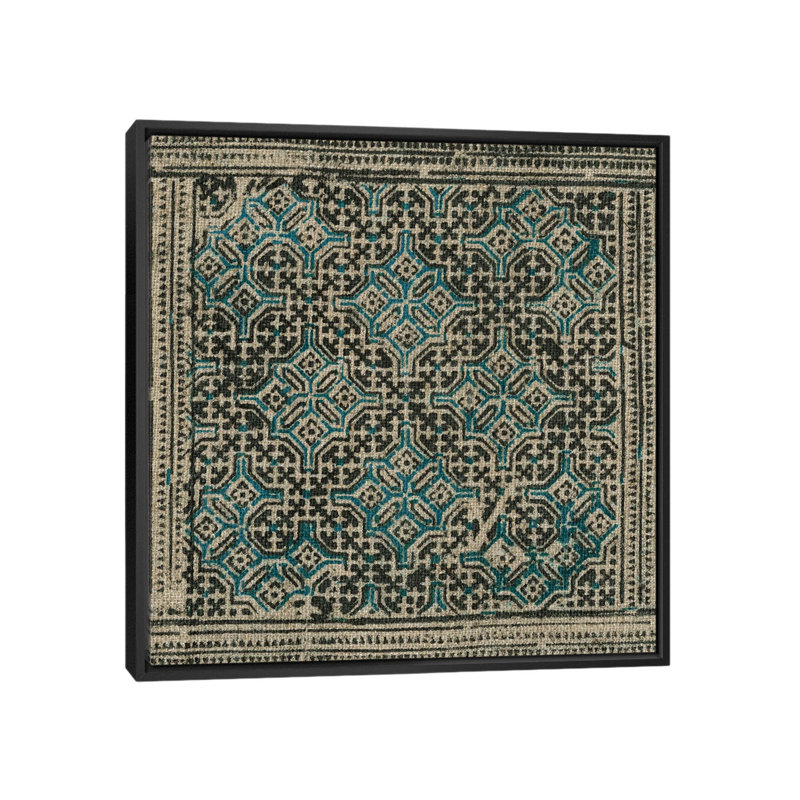 « block print textile iii », impression sur toile, H 26 po x l 26 po x P 1,5 po, Toile avec cadre noir