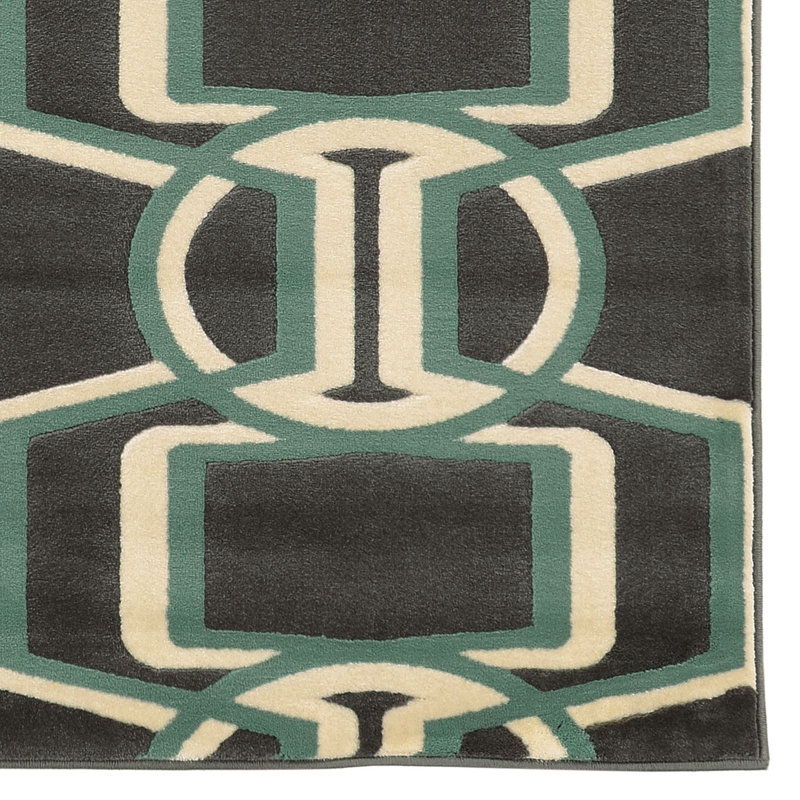Tapis chocolat / turquoise Felicia, Rectangulaire 8 pi x 10 pi