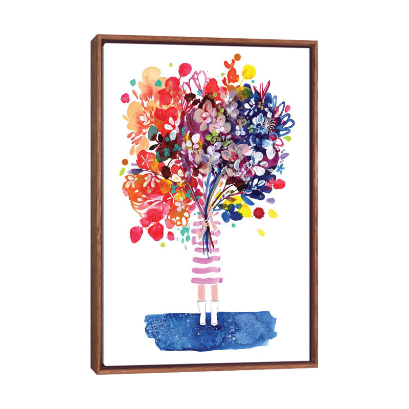 «Woman with Flowers» par CreativeIngrid - impression d'art graphique, H 40 po x l 26 po x P 1,5 po, Aucun mat
