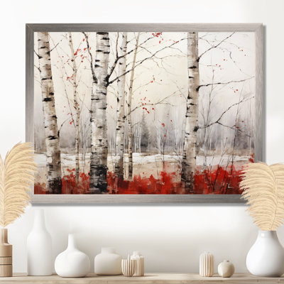 White And Red Birch Wood In Winter II - Tree Birch Canvas Prints