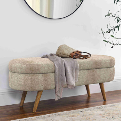 Ottoman Oval Storage Bench,Rubber Wood Legs