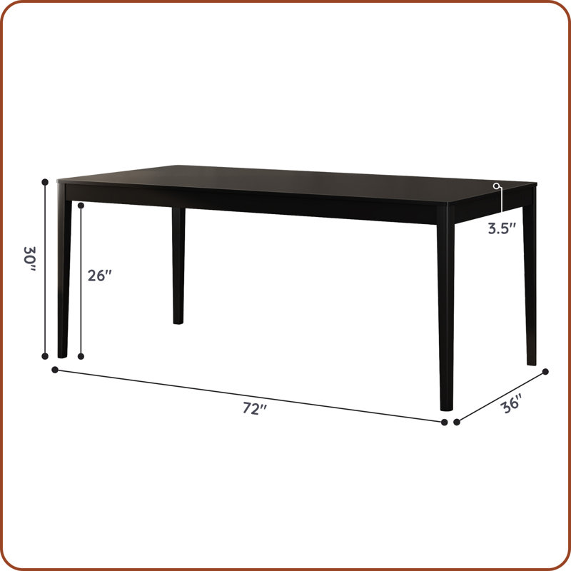 Crew 72" Rectangle Dining Table For Small Spaces, Seats 6, Black, 30"H x 72"L x 29.5"W