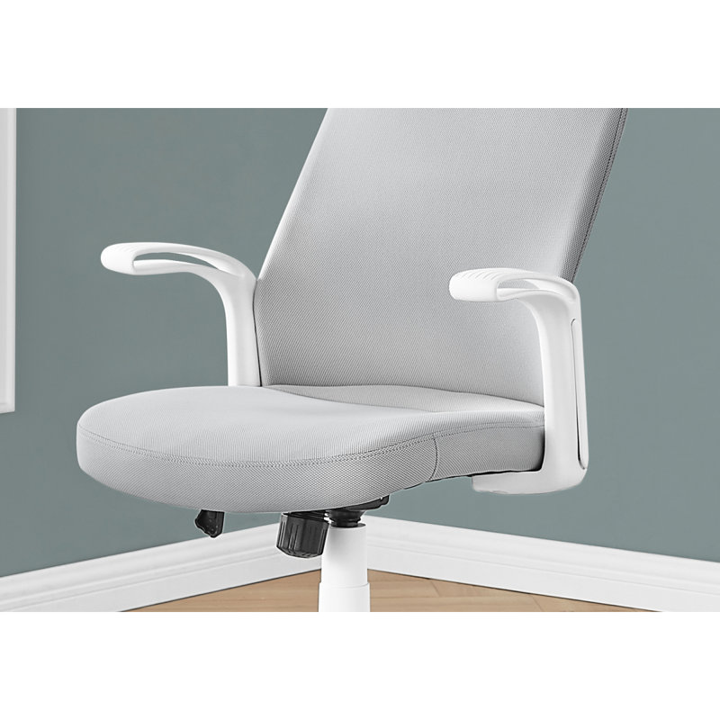 Chaise de bureau, hauteur réglable, pivotante, ergonomique, accoudoirs, bureau d'ordinateur, travail, filet, métal, Blanc
