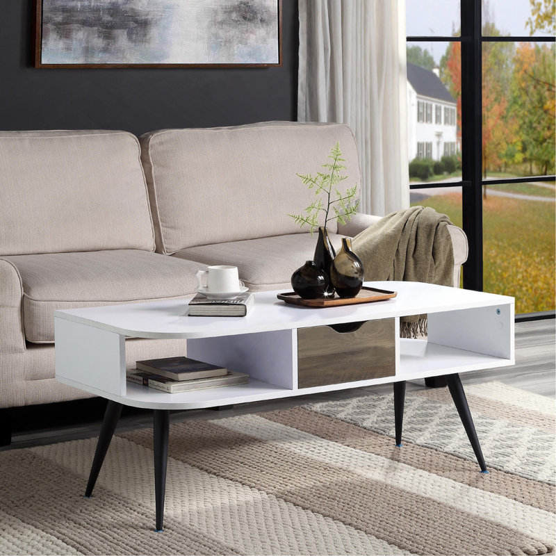Versatile Rectangular Coffee Table With Concealed Storage And Sturdy Construction