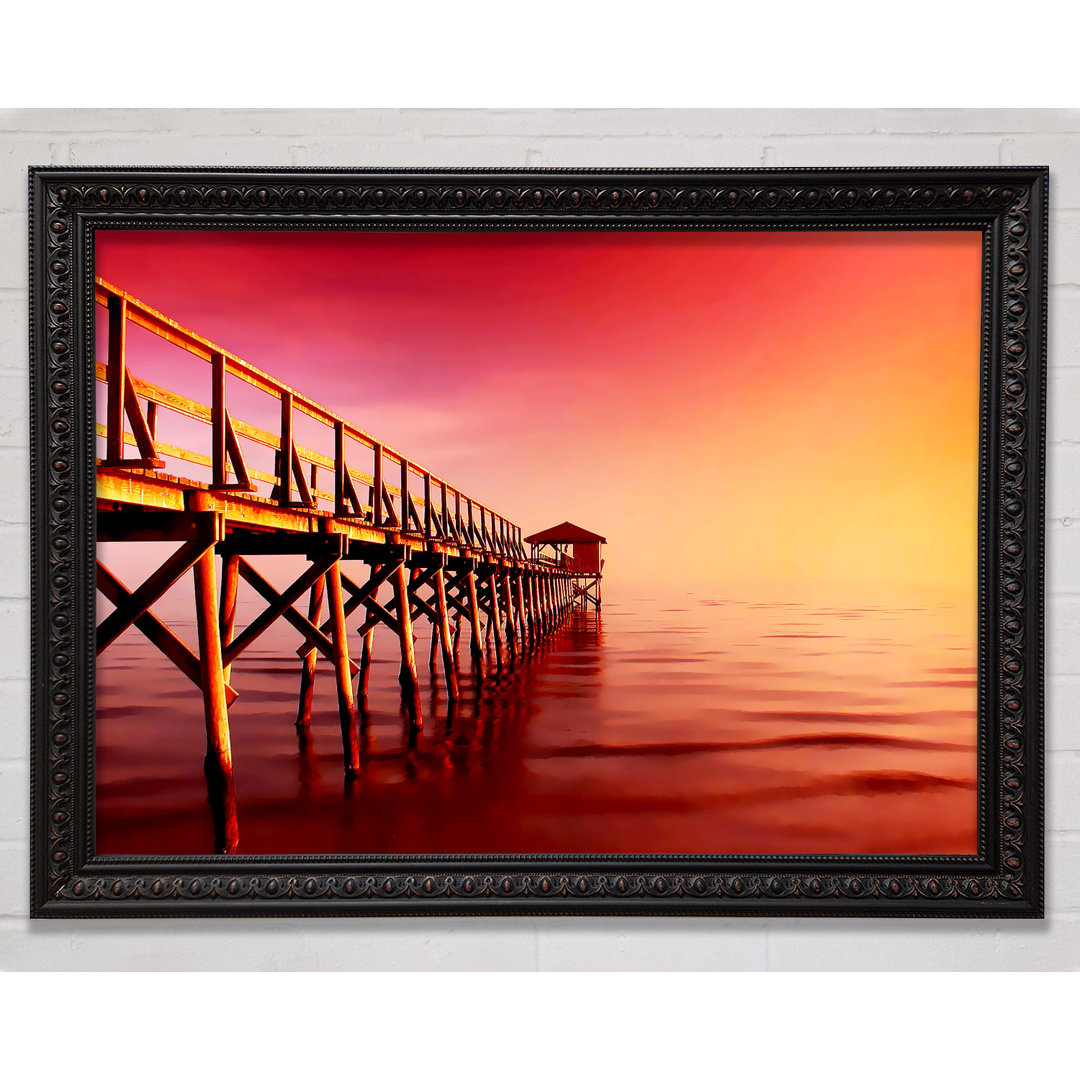 Tranquil Ocean Pier Pink - Einzelner Bilderrahmen Kunstdrucke