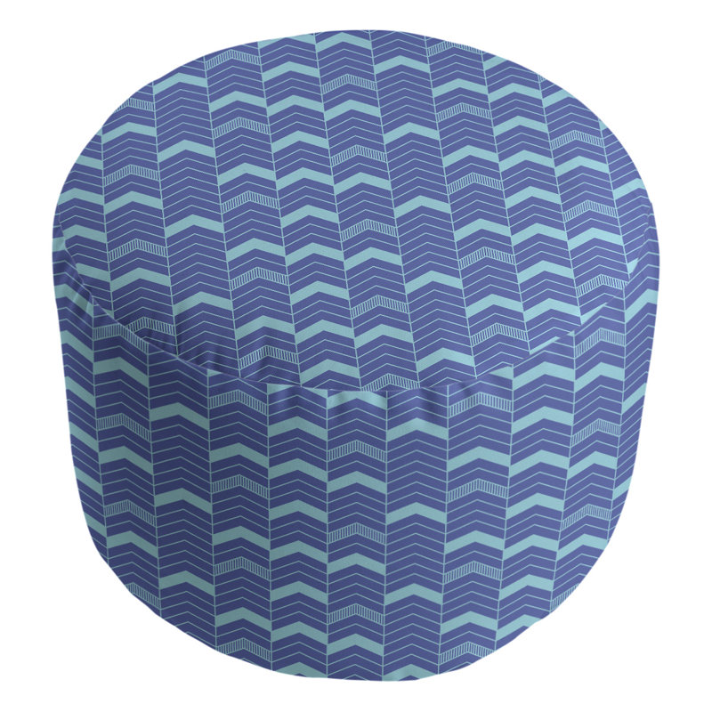 repose-pieds à chevrons en deux couleurs, Bleu / bleu sarcelle