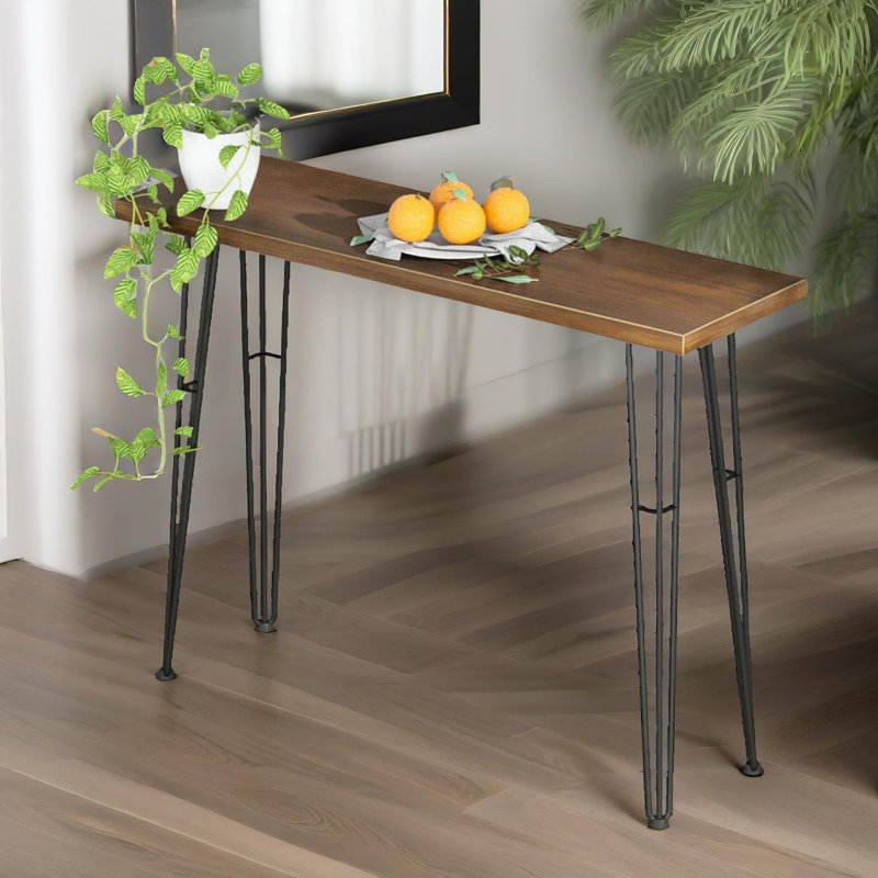 Gerron Rustic Industrial Wooden Console Table with Hairpin Legs Entryway Living Room