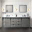 84 po Meuble-lavabo double en frêne gris avec comptoir en marbre de culture et robinet mat noir
