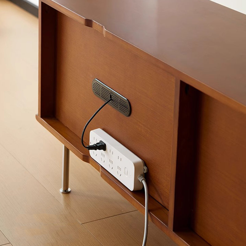 Meuble télé en bois de cerisier de style nordique, 82.67"