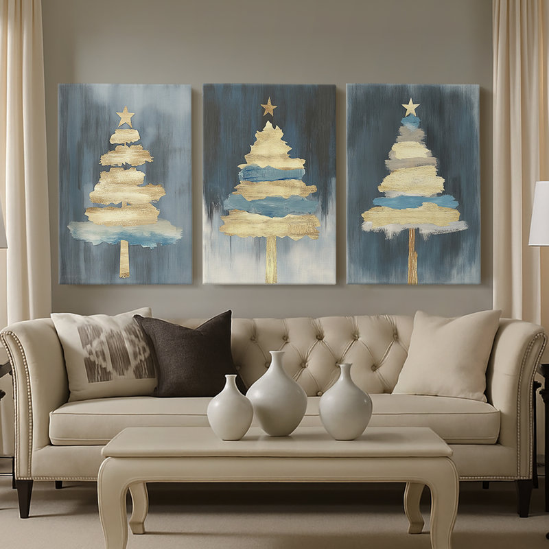 Art des Fêtes de Noël CLxxxix - Toile tendue avec châssis - 3 pièces, H 12 po x l 24 po