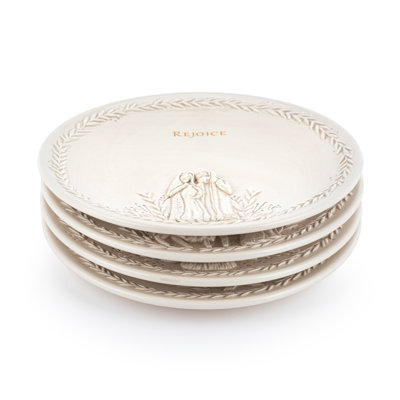 Ceramic Nativity Appetizer Plates Set Of 4 - 7.5In