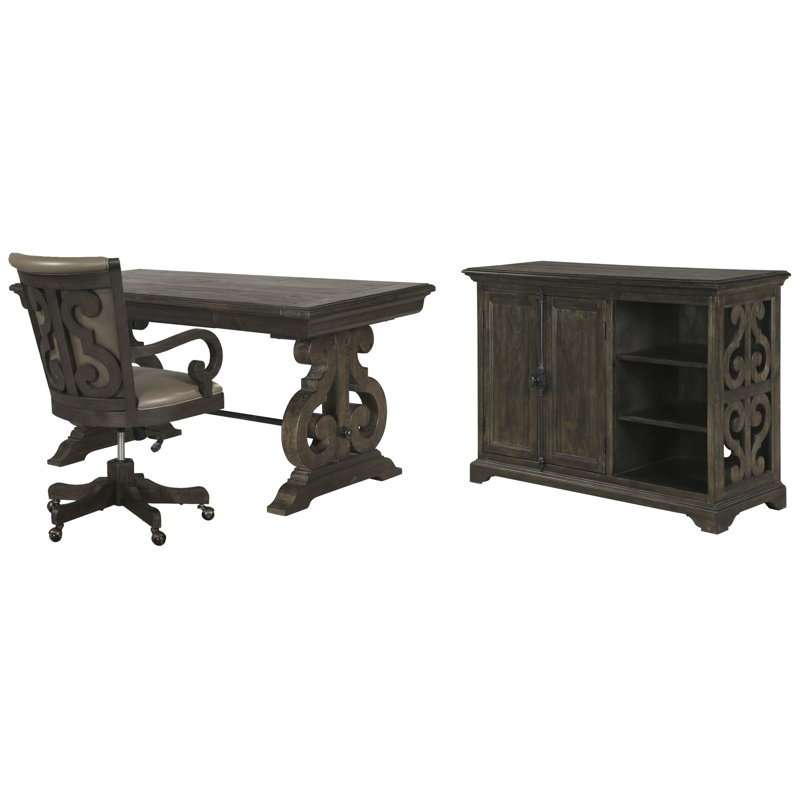 Writing Desk With Chair And Printer Stand, 3 Pieces: Desk, Chair, Storage Cabinet