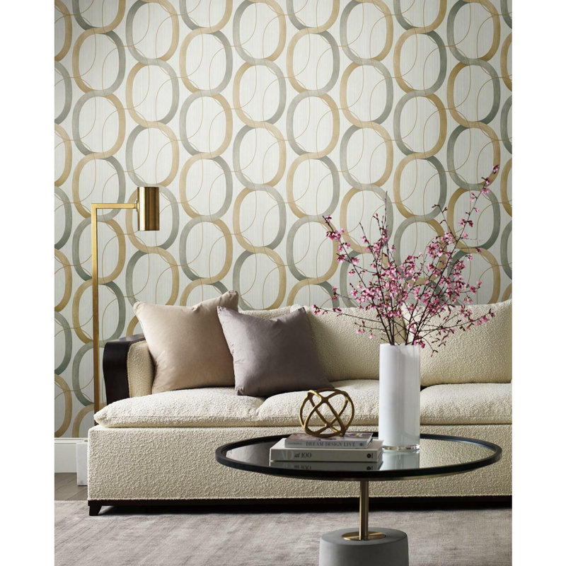 Rouleau de papier peint L 33 pi x l 20,5 po Interlock, Taupe foncé