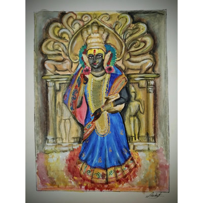 Déesse Mahalakshmi, Kolhapur | Acrylique sur papier | Peinture d'Ankit Bagde
