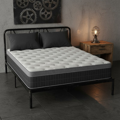 Hybrid Mattress in a Box, Medium Firm Support, Pocket Springs, Tight Top, Grey by Alwyn Home
